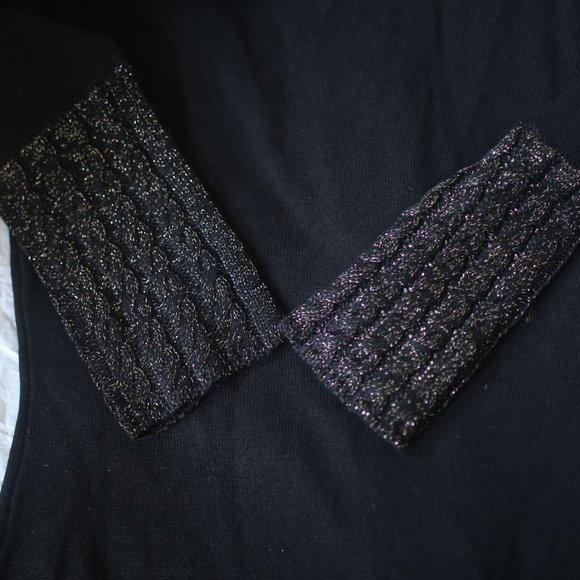 NWT Cuff Knit Black Off the Shoulders midi Dress with Lurex. - Picture 9 of 14